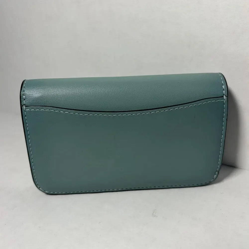 Coach Essential Slim Card Case Wallet CR990 in Silver/Light Blue Aquamarine - Picture 2 of 4